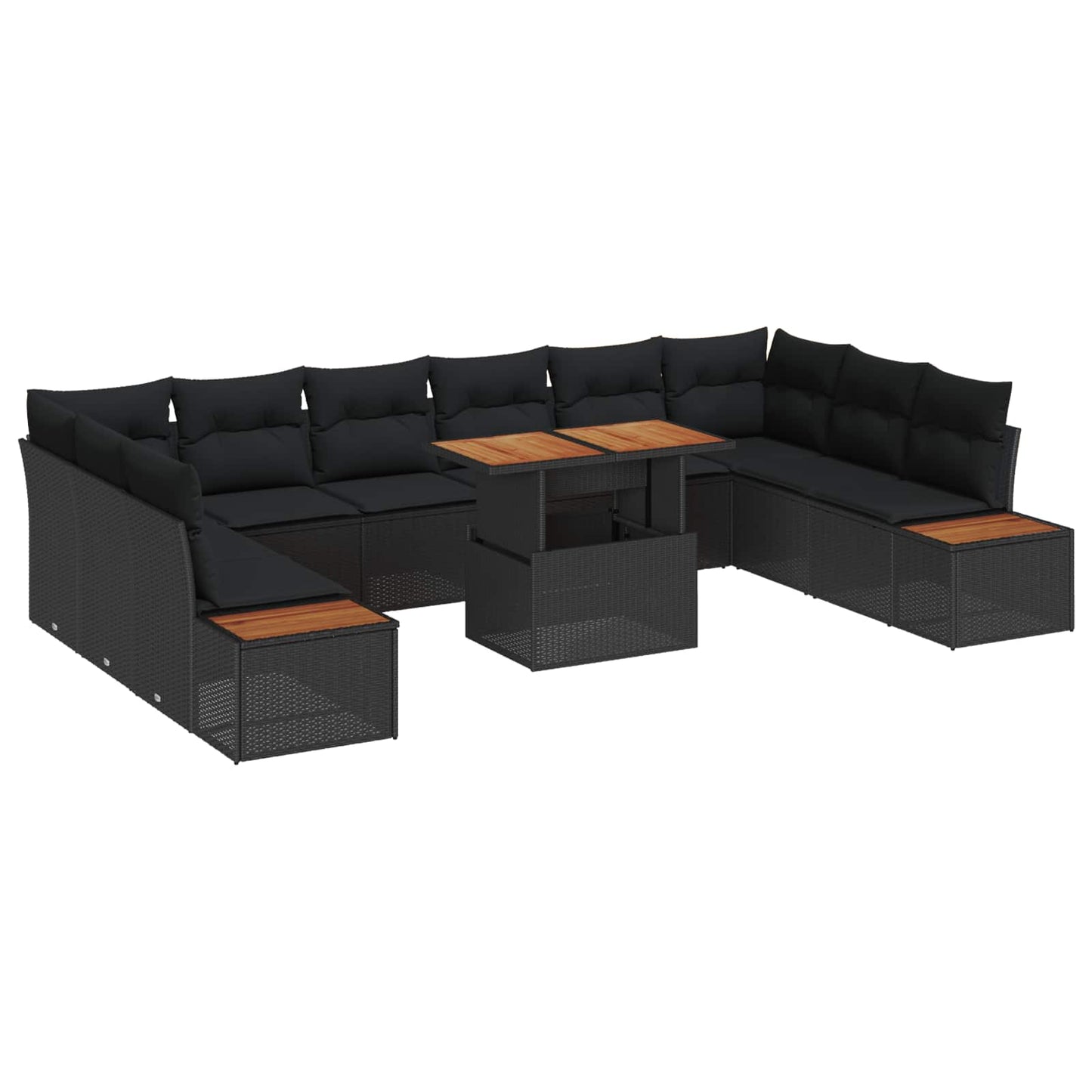 Set Divano da Giardino 11 pz Nero e Marrone