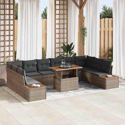 Set Divano da Giardino 11 pz Grigio e Marrone