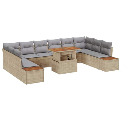 Set Divano da Giardino 11 pz Beige e grigio