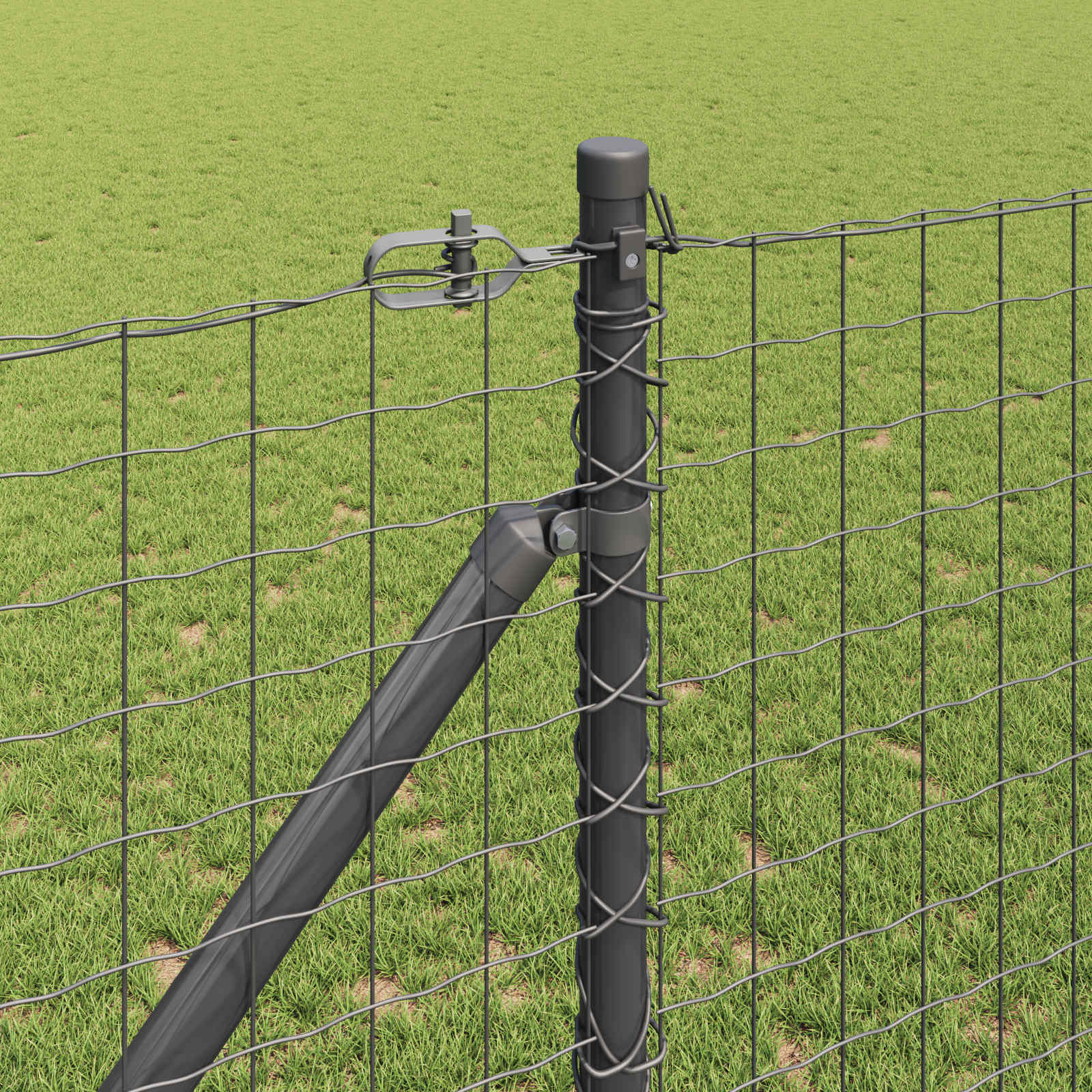 Palo da recinzione con picchetto a terra 26 pz Grigio | homemem39