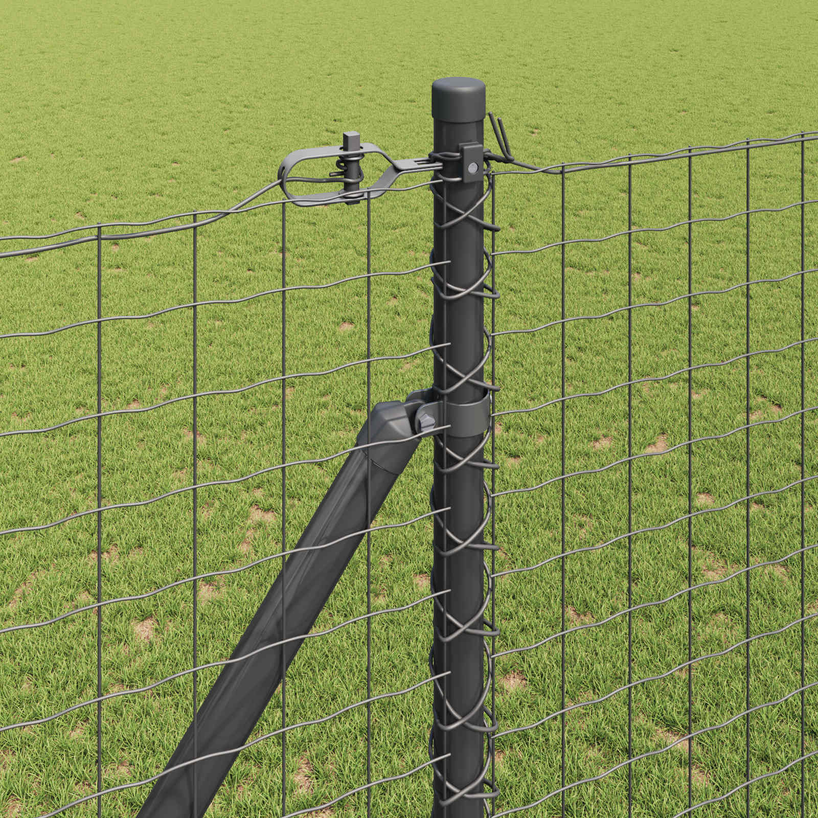 Palo da recinzione con picchetto a terra 52 pz Grigio | homemem39