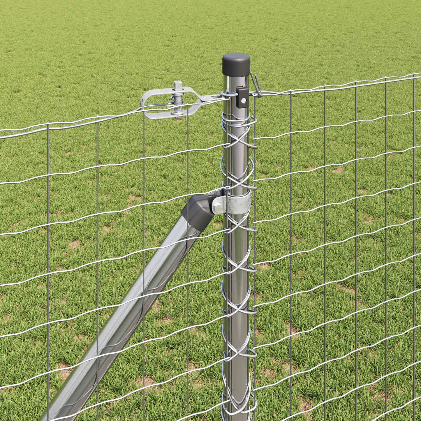 Palo da recinzione con picchetto a terra 52 pz Argento | homemem39