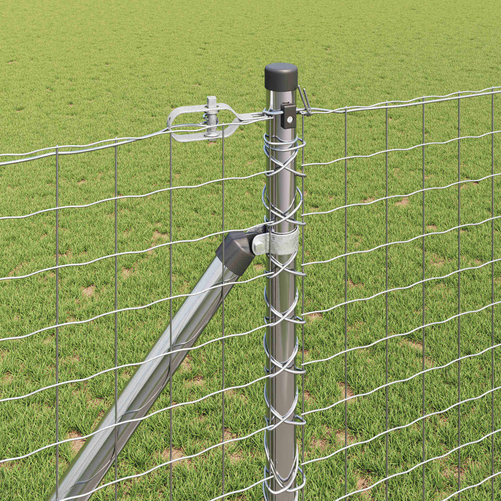 Palo da recinzione con picchetto a terra 52 pz Argento | homemem39