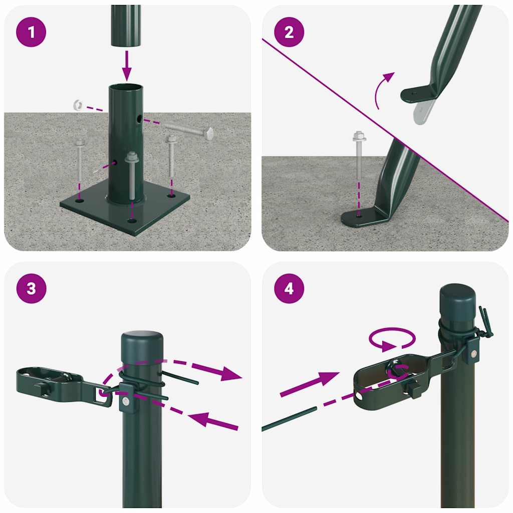 Palo per recinzione con base in cemento 52 pz Verde | homemem39