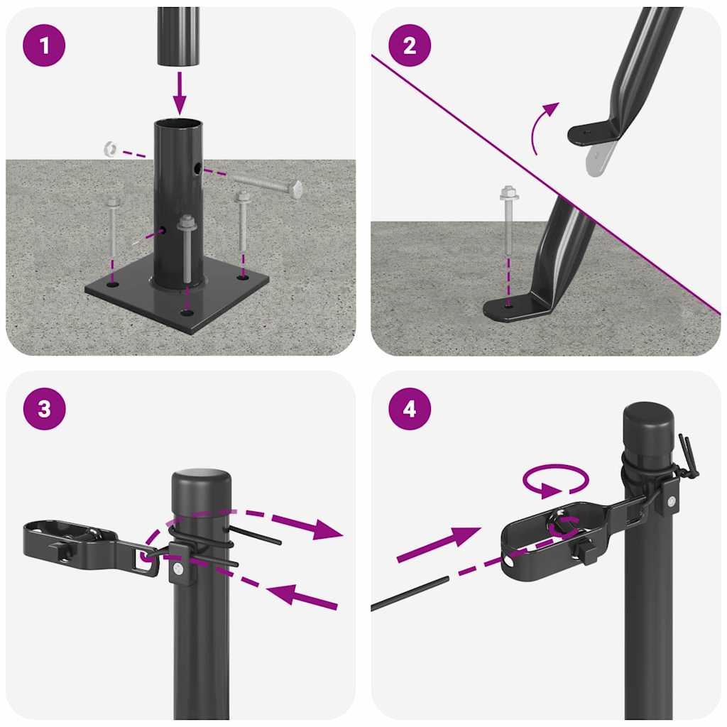 Palo per recinzione con base in cemento 52 pz Grigio | homemem39