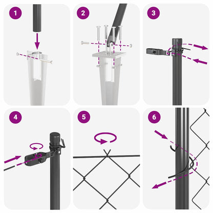 Palo della recinzione Grigio 25 x 1,6 m (maglia 60 x 60 mm)