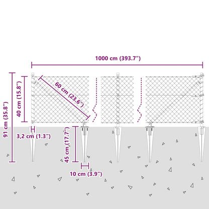 Palo della recinzione Argento 10 x 0,4 m (maglia 40 x 40 mm)