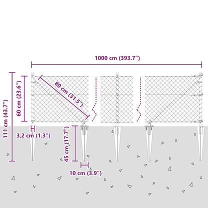 Palo della recinzione Argento 10 x 0,6 m (rete 40 x 40 mm)