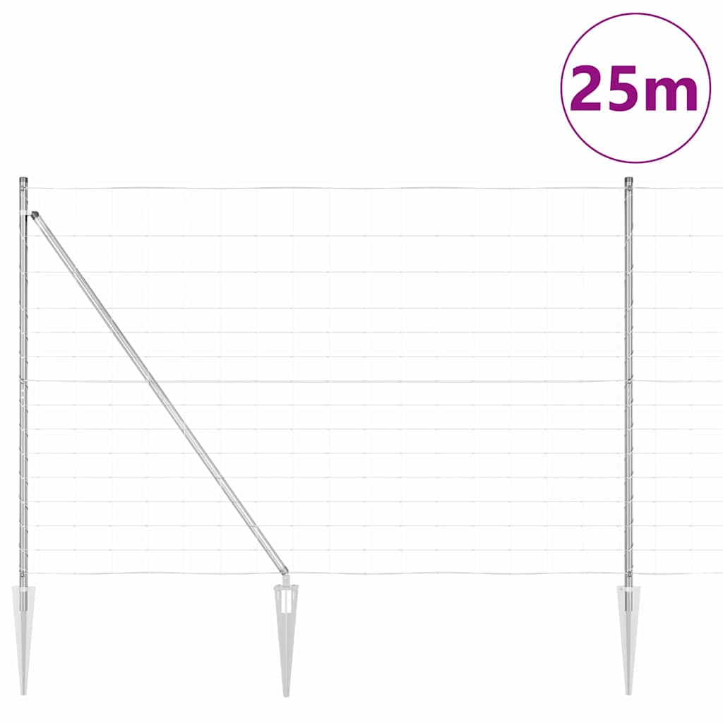Palo della recinzione Zincato 25 x 1,6 m Acciaio | homemem39