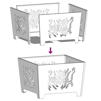 Focolare Nero 60 x 60 x 40 cm Acciaio