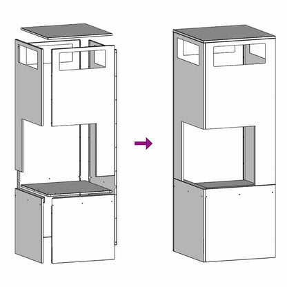 Focolare Nero 35 x 35 x 100 cm Acciaio