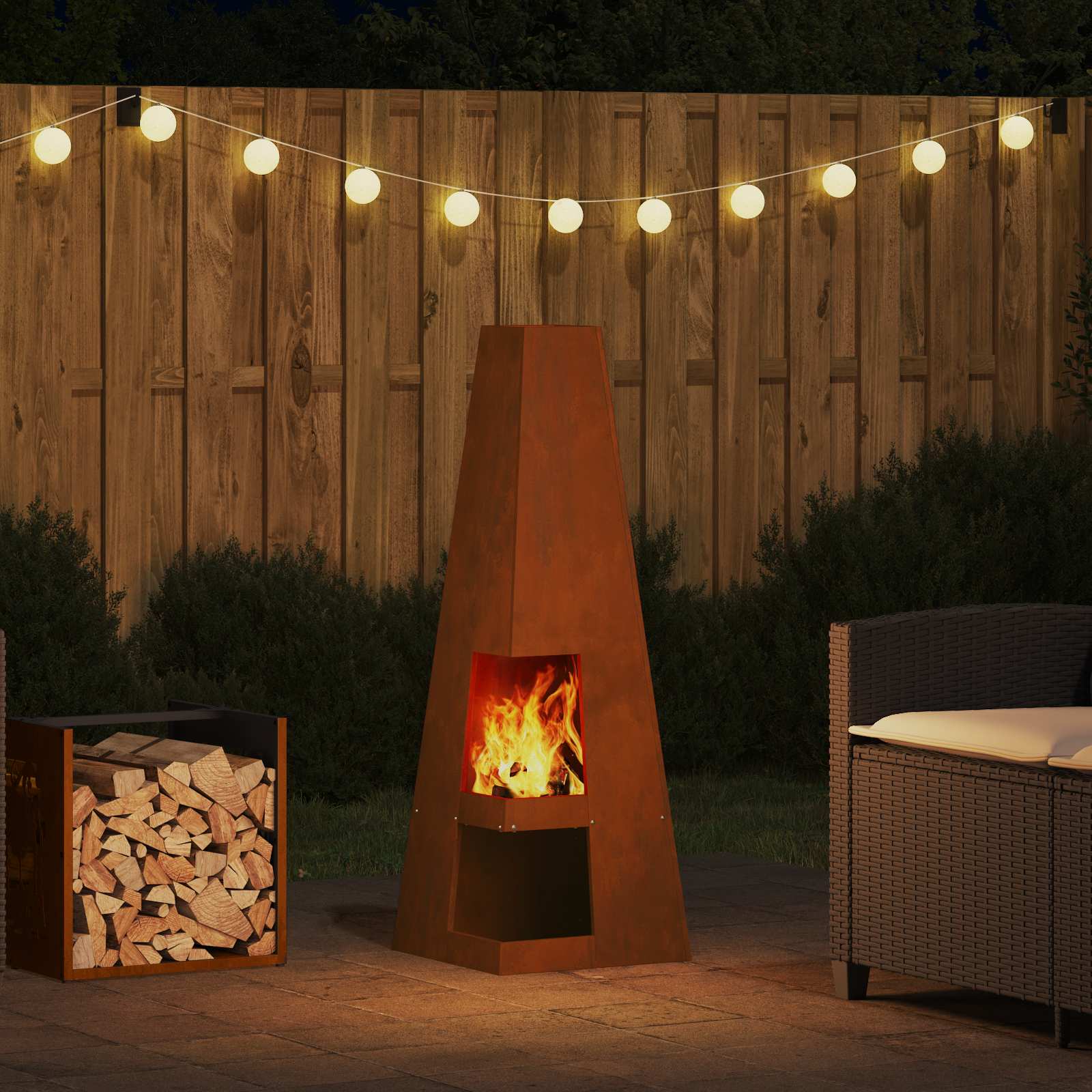 Focolare Marrone 35 x 35 x 100 cm Acciaio CorTen | homemem39
