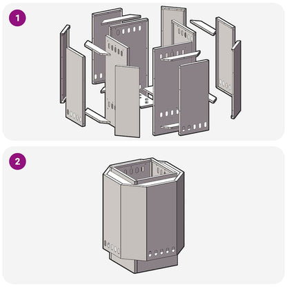 Focolare Senza Fumi Nero 38 x 38 x 51 cm Acciaio