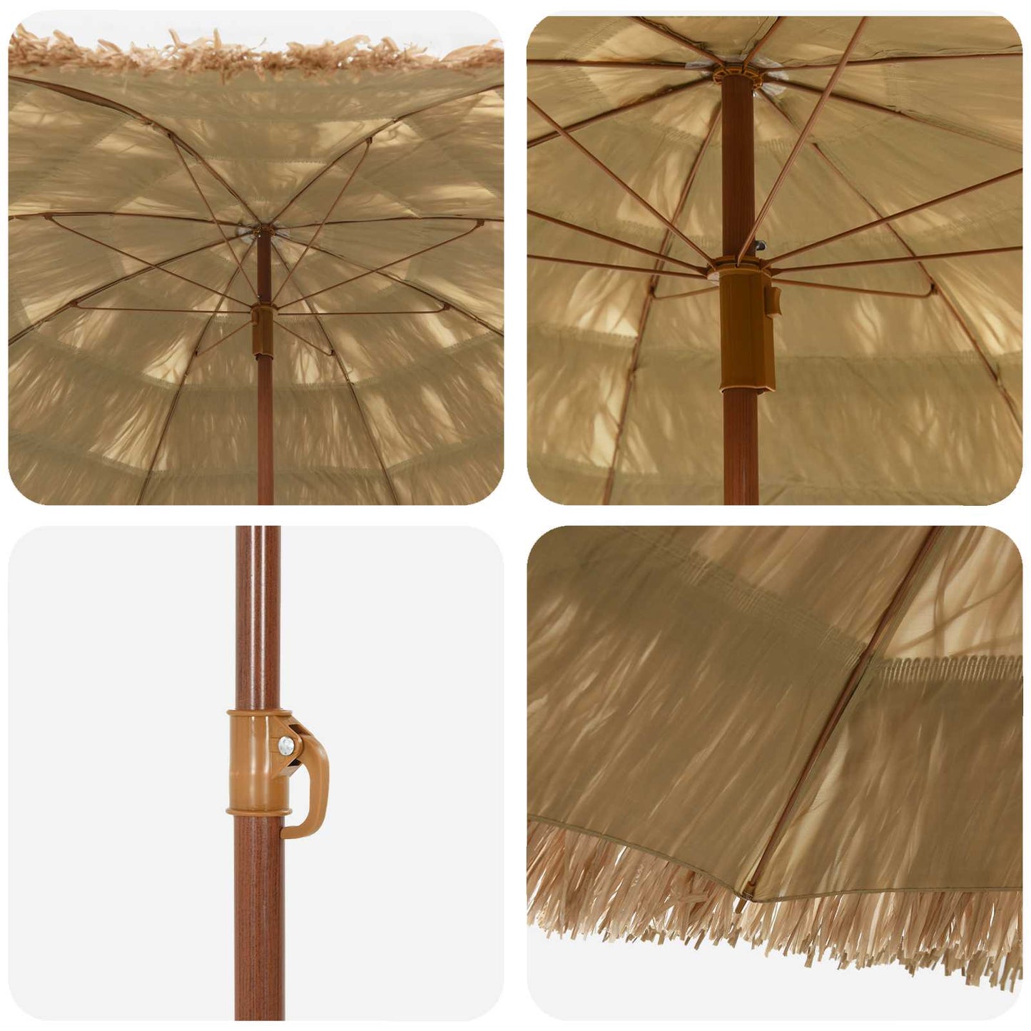 Ombrellone da Spiaggia Naturale 160 x 160 x 196 cm | homemem39