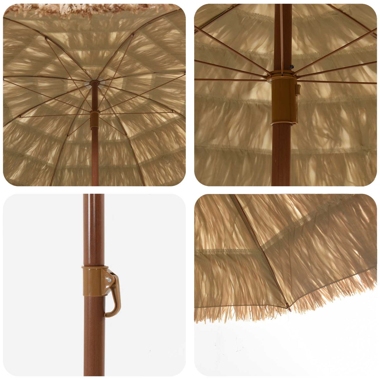 Ombrellone da Spiaggia Naturale 205 x 205 x 210 cm | homemem39