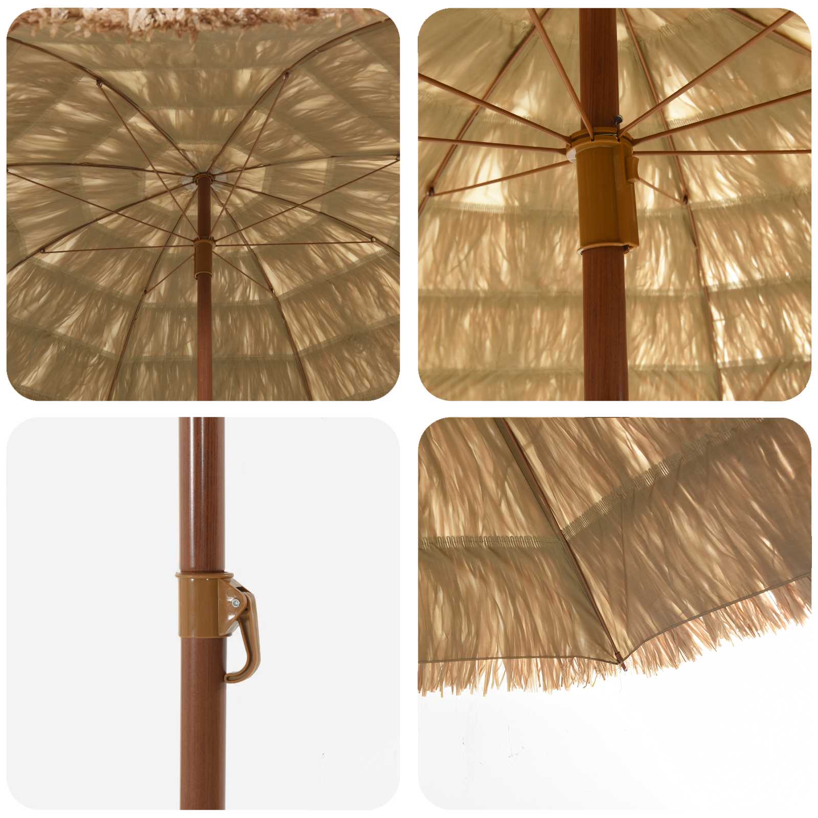 Ombrellone da Spiaggia Naturale 255 x 255 x 255 cm | homemem39