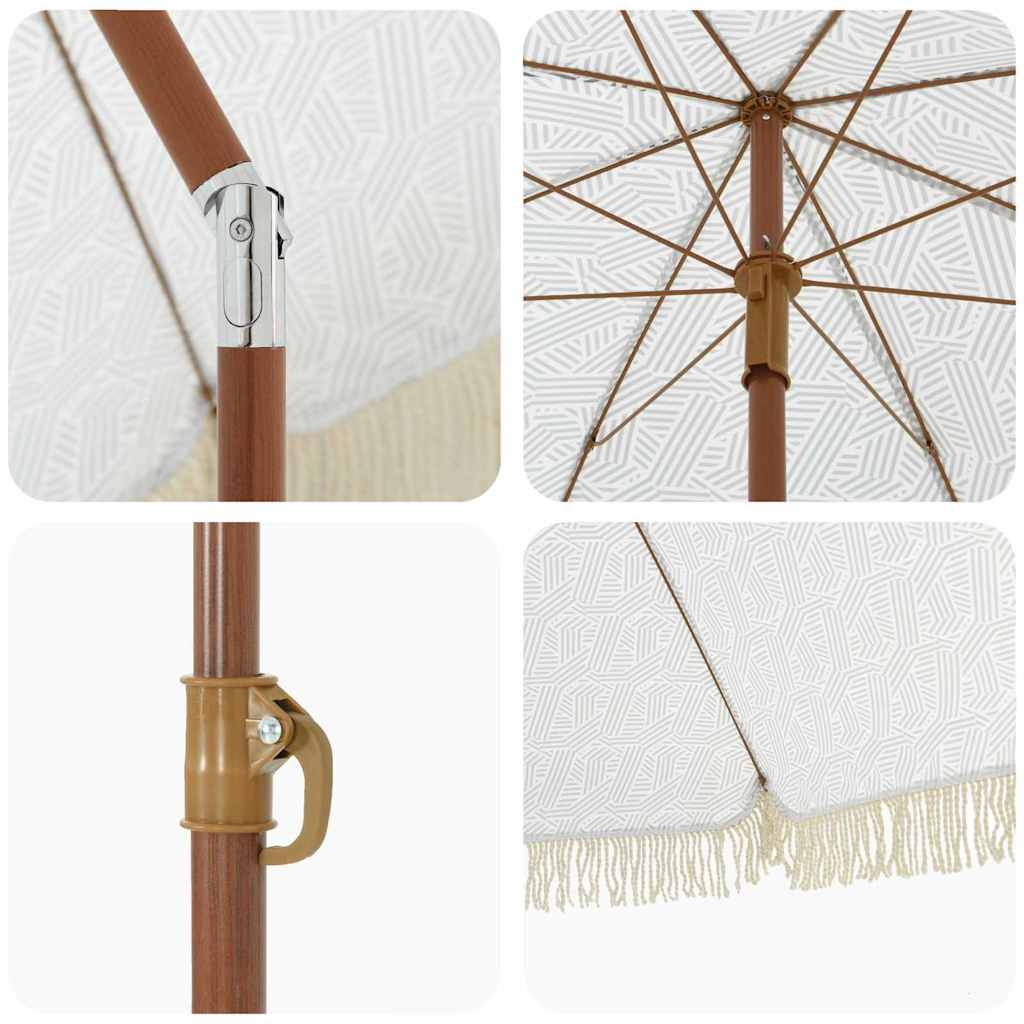 Ombrellone da Spiaggia Grigio e Bianco 160 x 160 x 196 cm | homemem39