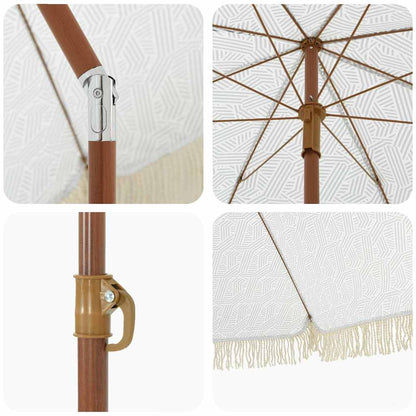 Ombrellone da Spiaggia Grigio e Bianco 160 x 160 x 196 cm | homemem39