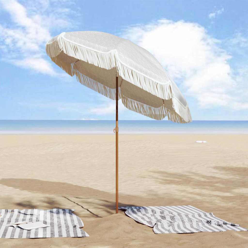 Ombrellone da Spiaggia Grigio e Bianco 160 x 160 x 196 cm | homemem39
