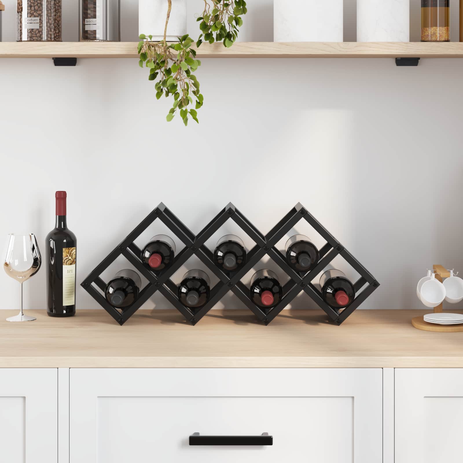 Portabottiglie Rovere Nero 63 x 16,5 x 25 cm | homemem39