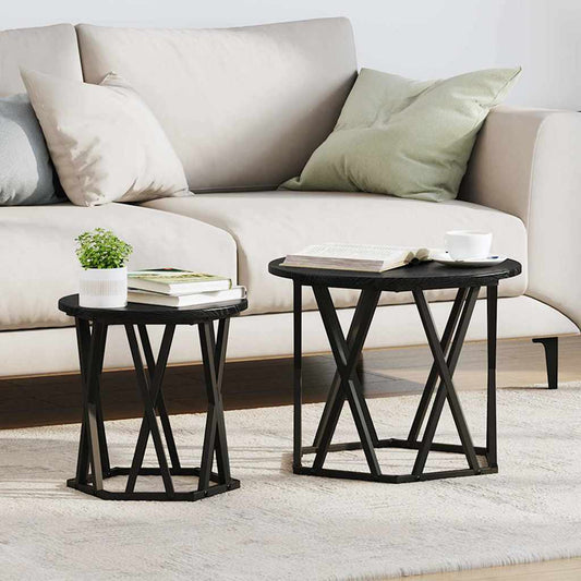 Tavolo laterale 2 pcs Rovere Nero | homemem39