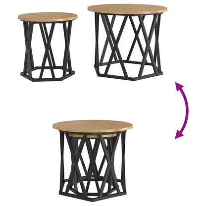 Tavolo laterale 2 pcs Rovere artigianale