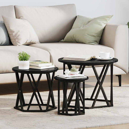 Tavolo Laterale Nesting 3 pcs Rovere Nero | homemem39