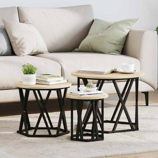 Tavolo Laterale Nesting 3 pcs Rovere Sonoma | homemem39