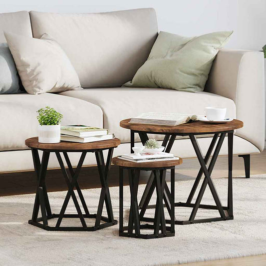 Tavolo Laterale Nesting 3 pcs Rovere fumé | homemem39