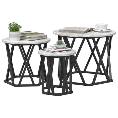 Tavolo Laterale Nesting 3 pcs Grigio Sonoma