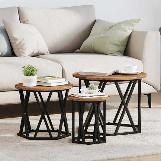 Tavolo Laterale Nesting 3 pcs Legno vecchio | homemem39