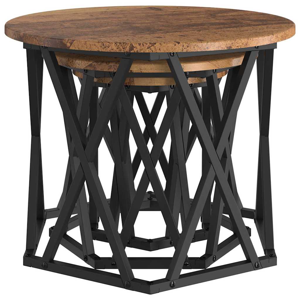 Tavolo Laterale Nesting 3 pcs Legno vecchio