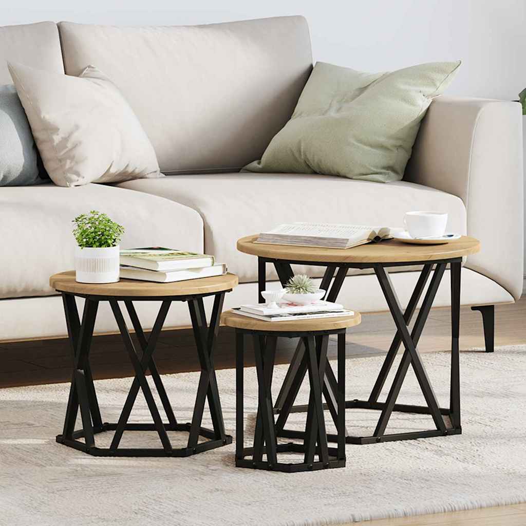 Tavolo Laterale Nesting 3 pcs Rovere artigianale | homemem39