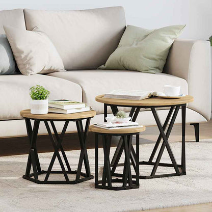 Tavolo Laterale Nesting 3 pcs Rovere artigianale | homemem39
