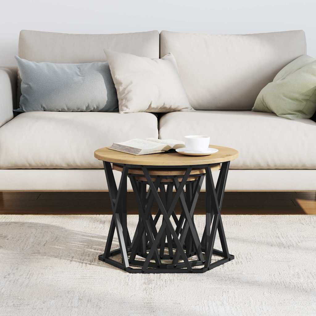 Tavolo Laterale Nesting 3 pcs Rovere artigianale | homemem39