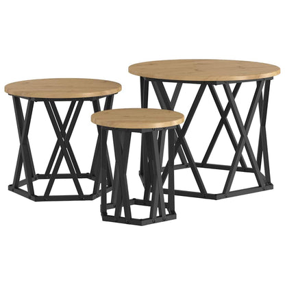 Tavolo Laterale Nesting 3 pcs Rovere artigianale | homemem39