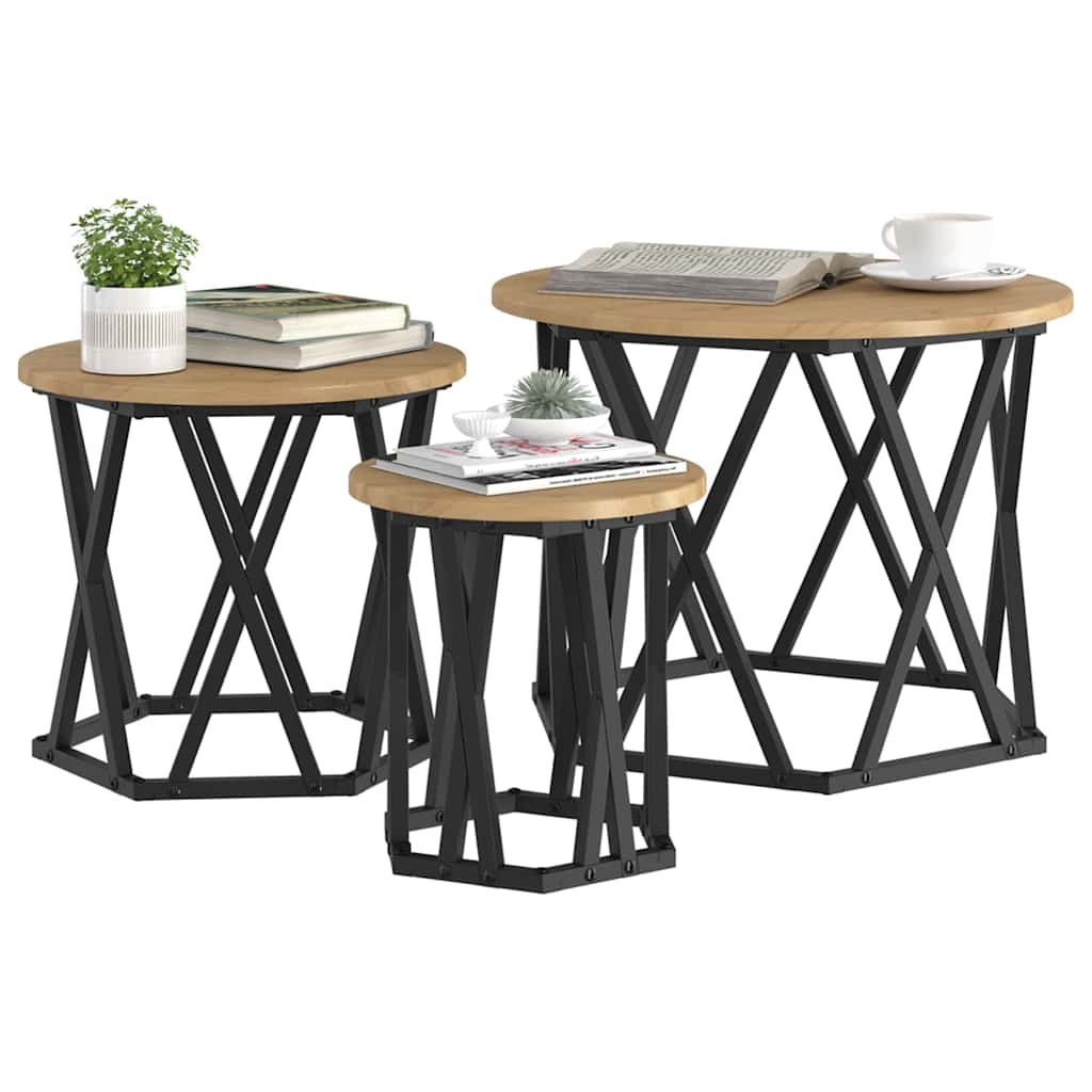Tavolo Laterale Nesting 3 pcs Rovere artigianale | homemem39