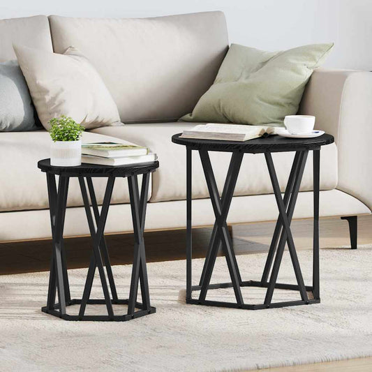Tavolino da salotto 2 pcs Rovere Nero | homemem39