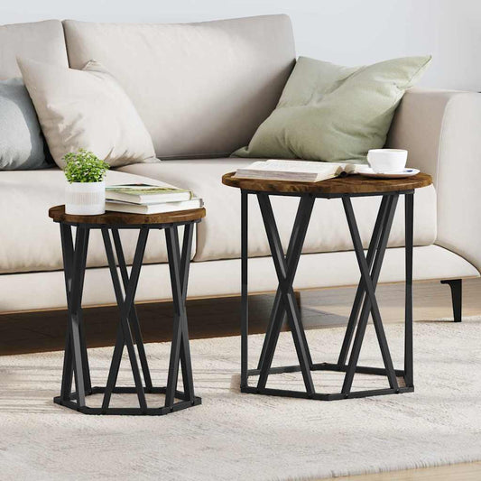 Tavolino da salotto 2 pcs Rovere fumé | homemem39