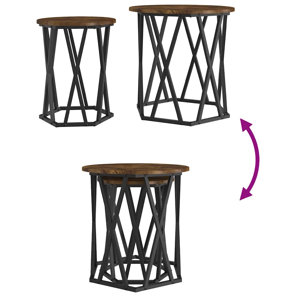 Tavolino da salotto 2 pcs Rovere fumé