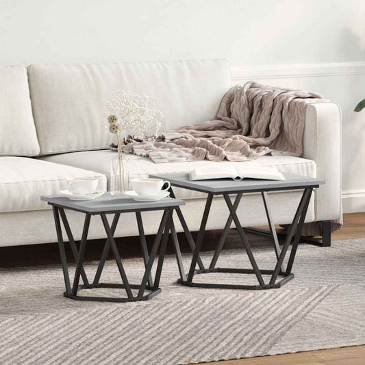 Set tavolini 2 pcs Grigio Sonoma Legno ingegnerizzato e acciaio | homemem39