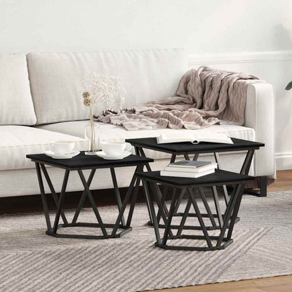 Tavolino da salotto 3 pcs Rovere Nero | homemem39
