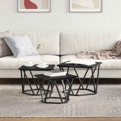 Tavolino da salotto 3 pcs Rovere Nero | homemem39