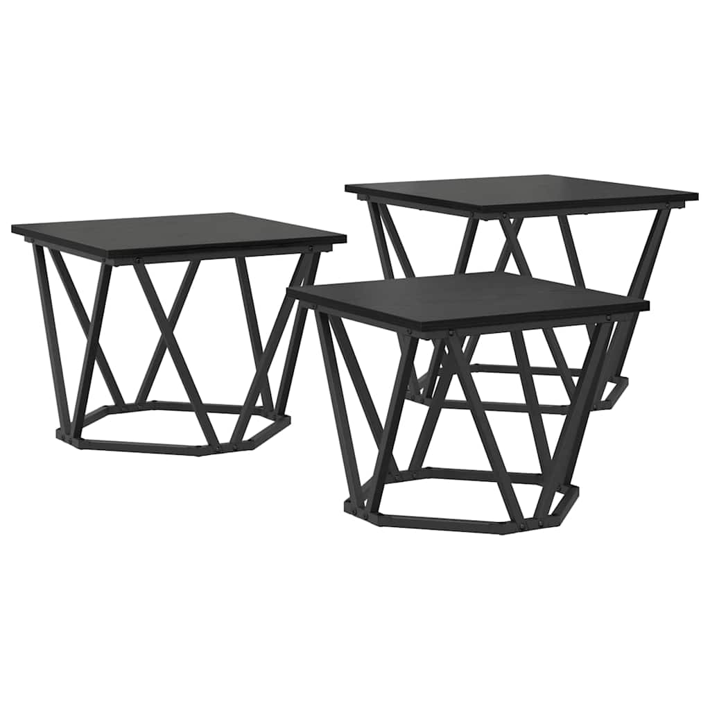 Tavolino da salotto 3 pcs Rovere Nero | homemem39