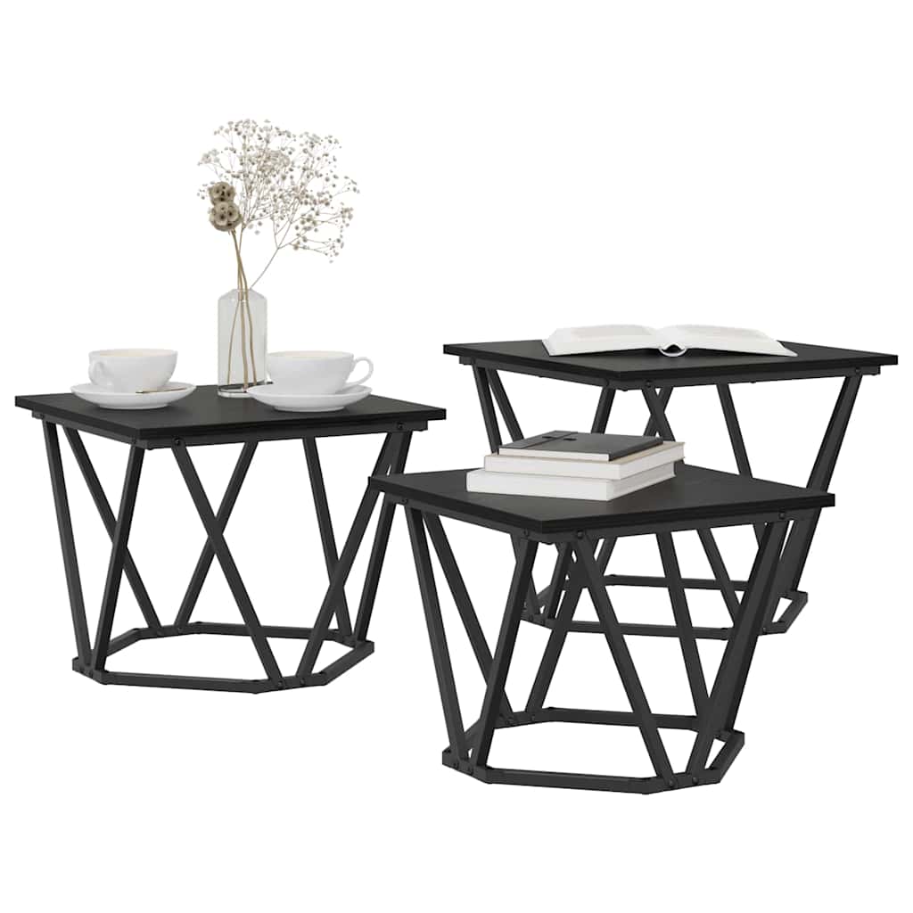 Tavolino da salotto 3 pcs Rovere Nero | homemem39