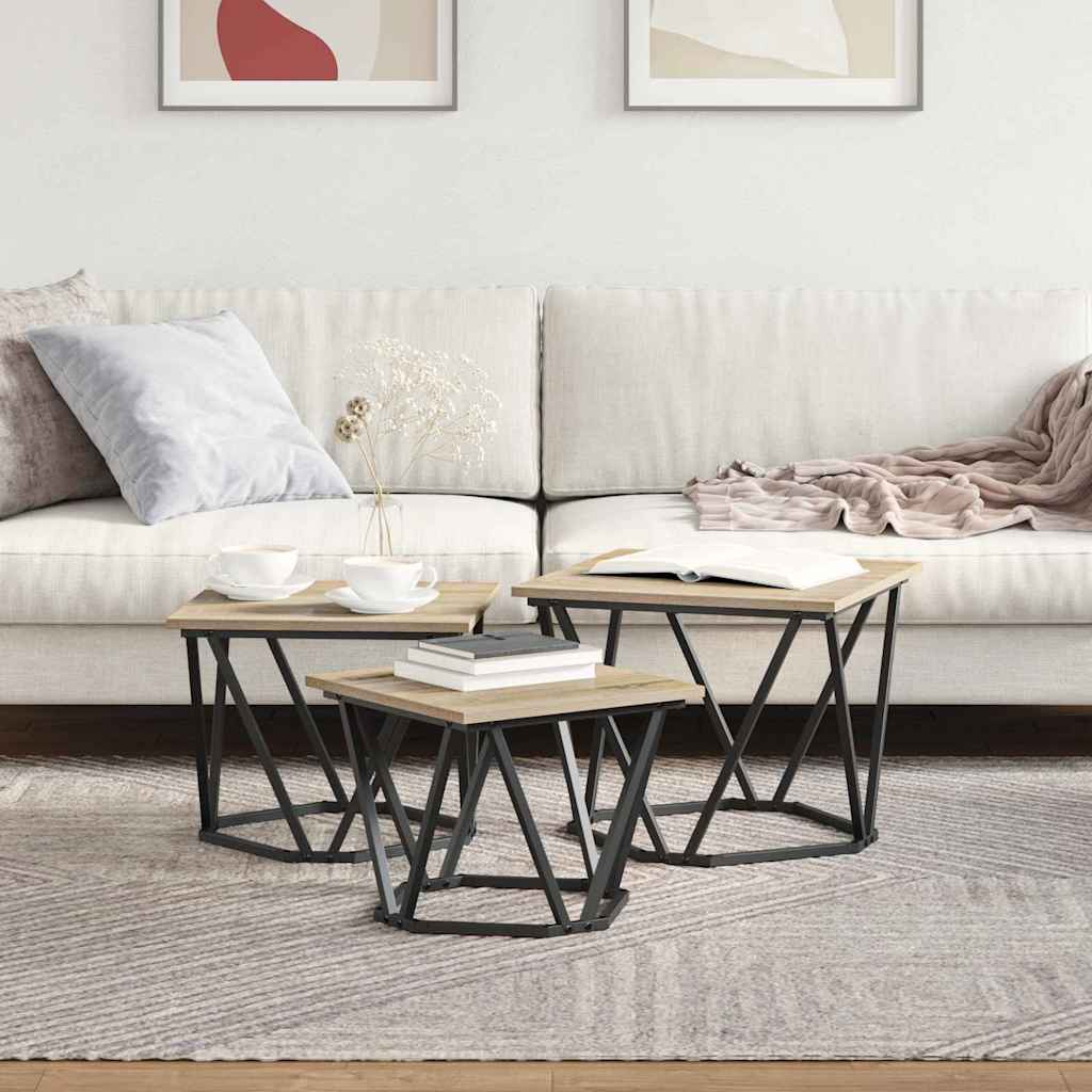 Tavolino da salotto 3 pcs Rovere Sonoma | homemem39