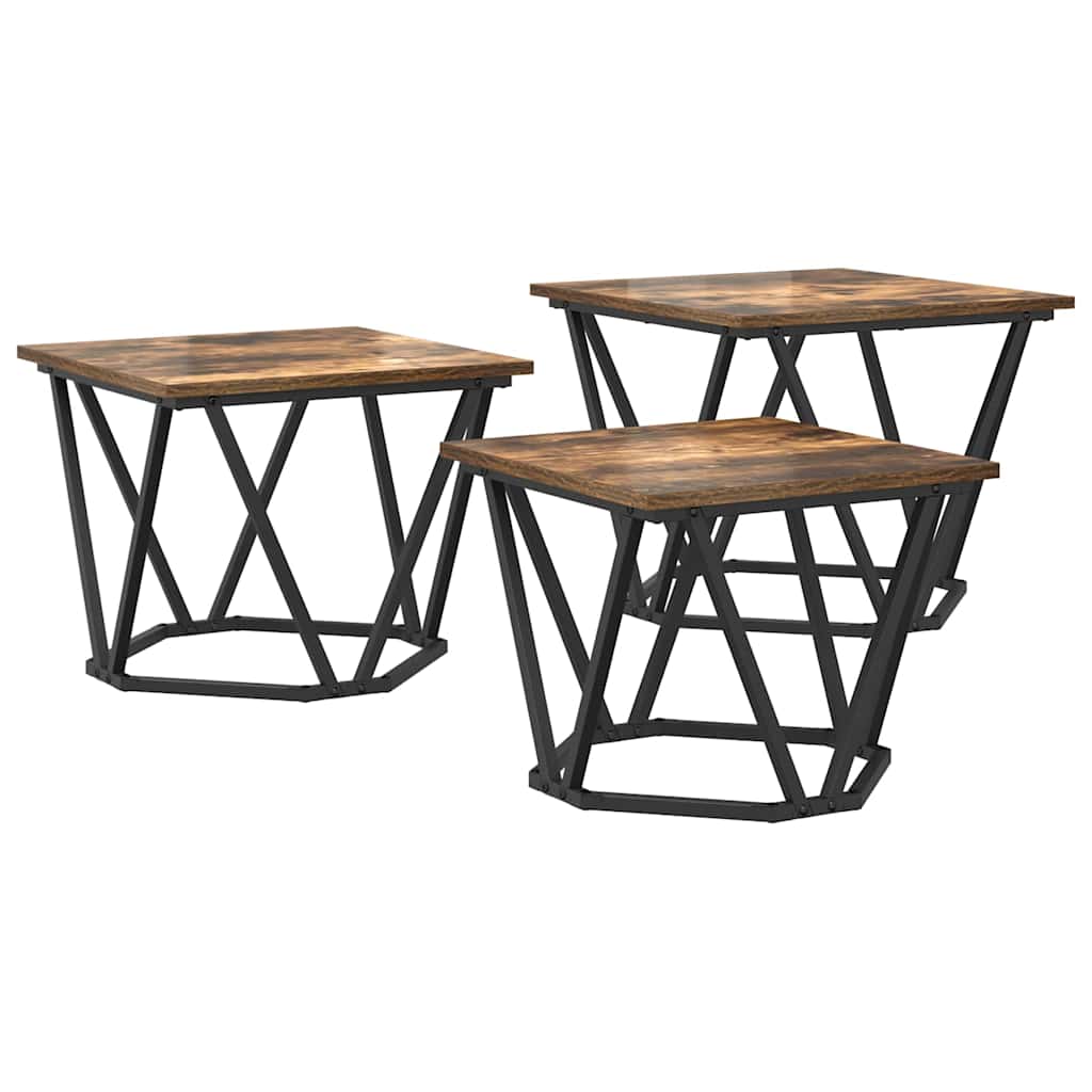 Tavolino da salotto 3 pcs Rovere fumé | homemem39