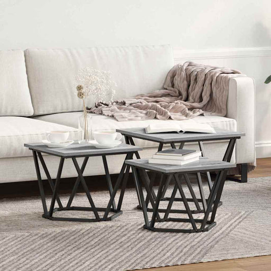 Tavolino da salotto 3 pcs Grigio Sonoma | homemem39