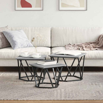 Tavolino da salotto 3 pcs Grigio Sonoma | homemem39