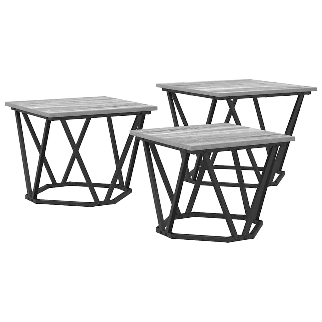 Tavolino da salotto 3 pcs Grigio Sonoma | homemem39